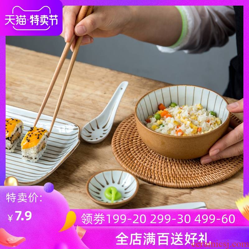 Lototo Japanese ceramics tableware household to eat nice bowl of a single rainbow such as bowl bowl creative ikea bowl