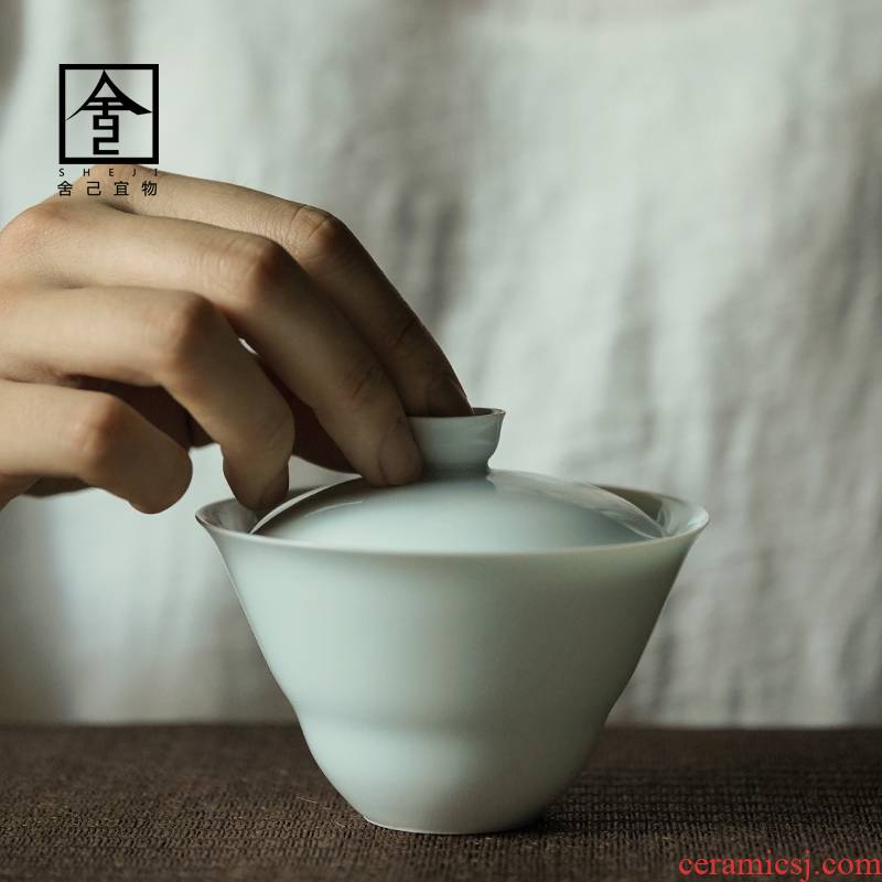 Jingdezhen porcelain tureen tea bowl suit large single tea GaiWanCha ceramic tea cup three cups