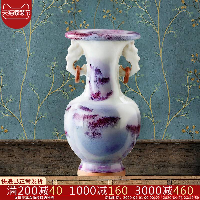 Jingdezhen ceramic antique jun porcelain floret bottle arranging flowers adornment handicraft furnishing articles sitting room of Chinese style household porcelain