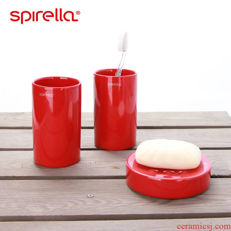 SPIRELLA/silk pury creative ceramic gargle three - piece toilet brush my teeth cup bathroom products suits for