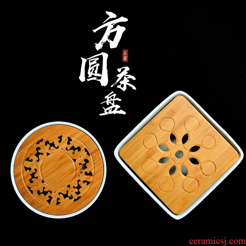 Little kung fu tea tray is contracted ceramic household mini tea saucer dish of tea sea dry mercifully tea tray bamboo suit