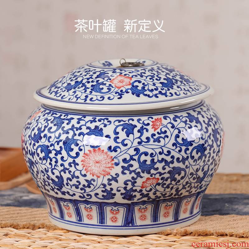 Jingdezhen ceramics caddy fixings large pu - erh tea POTS sealed storage tank tea packaging ceramic pot POTS of household