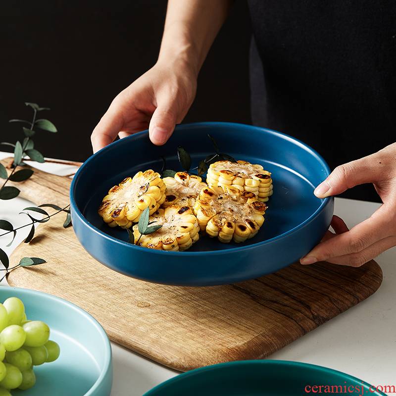 Nordic ceramic dish dish dish household steak dinner plate creative fruit salad plate web celebrity tableware deep dish for breakfast