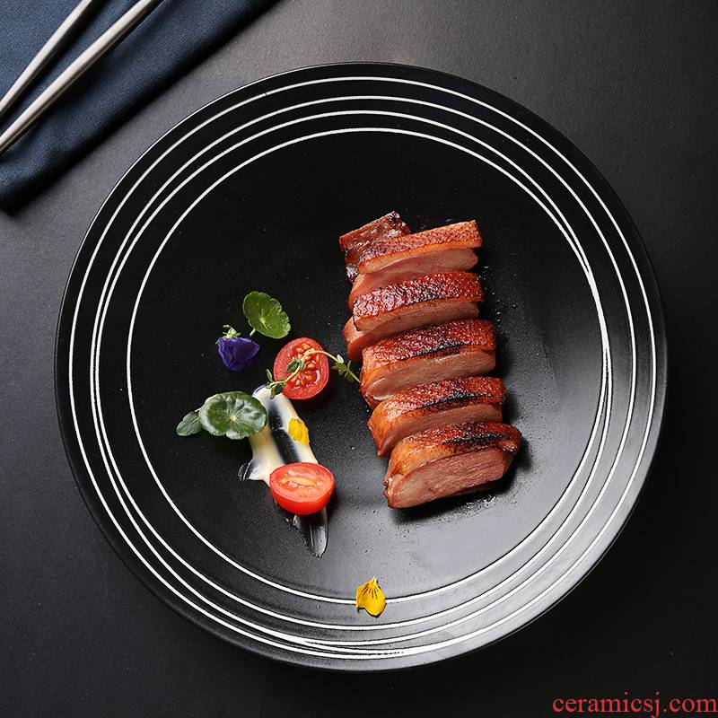 Northern wind ceramic disc beefsteak disk 0 hotel restaurant tableware the breakfast dishes creative large artistic conception