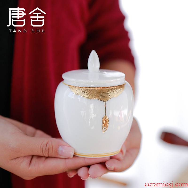 Tang s suet jade porcelain paint dehua white porcelain small wake receives storage ceramic jar of mini caddy fixings tea taking