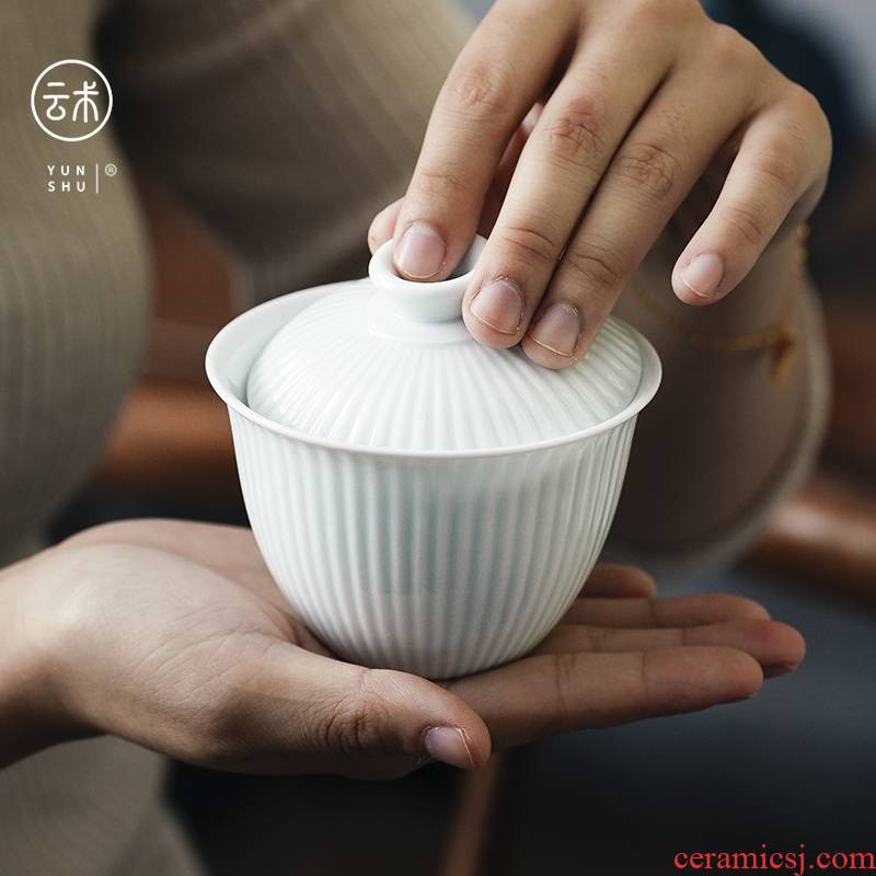 Cloud high temperature pure manual operation of jingdezhen ceramic film blue glaze pigment grain large tea bowl tureen tea cups