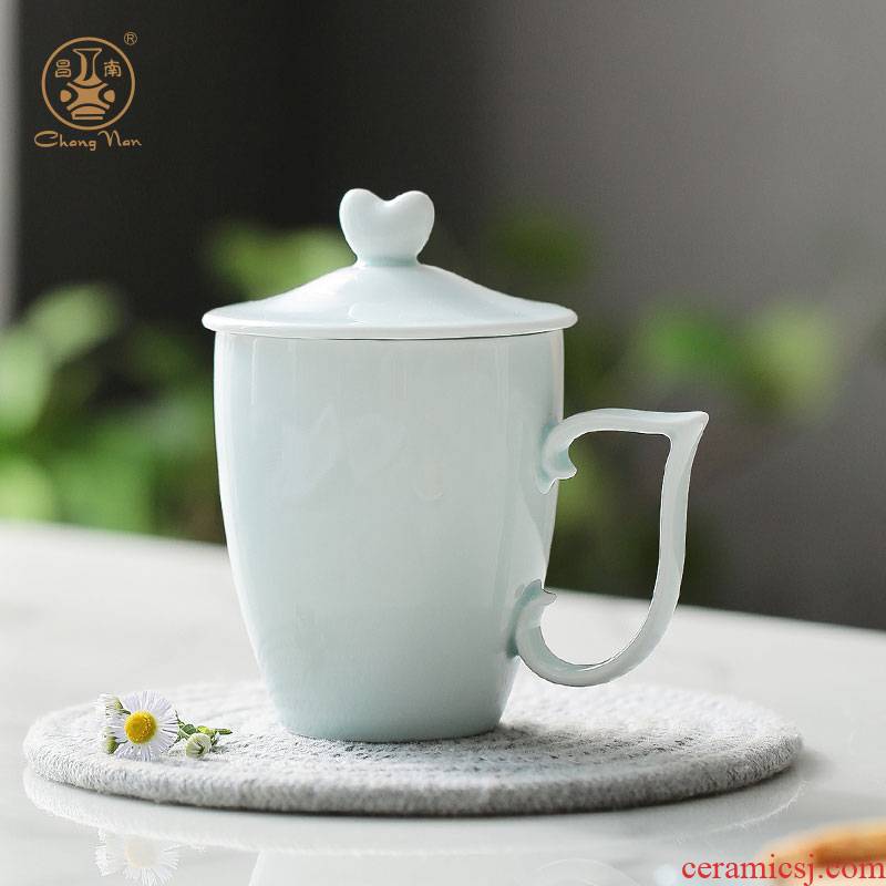 Chang south with cover glass creative love jingdezhen ceramic cups to send his girlfriend a birthday present love high temperature ceramic