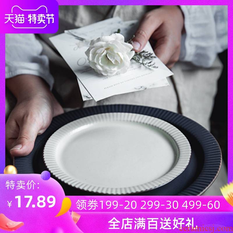 Lototo Japanese western - style food tableware household flat ceramic plate plate plate such as dish fruit bowl dessert plate