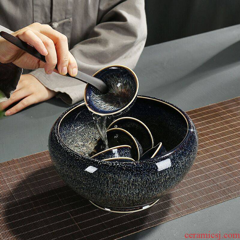 Variable hand - made tea for wash large red glaze ceramic in hot water to wash hand barrel built water tea accessories obsidian drawing