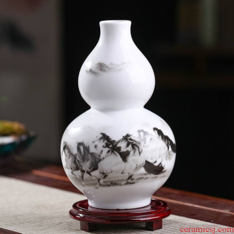 Jingdezhen ceramics, vases, flower arranging gourd furnishing articles town curtilage sitting room rich ancient frame of new Chinese style household act the role ofing is tasted