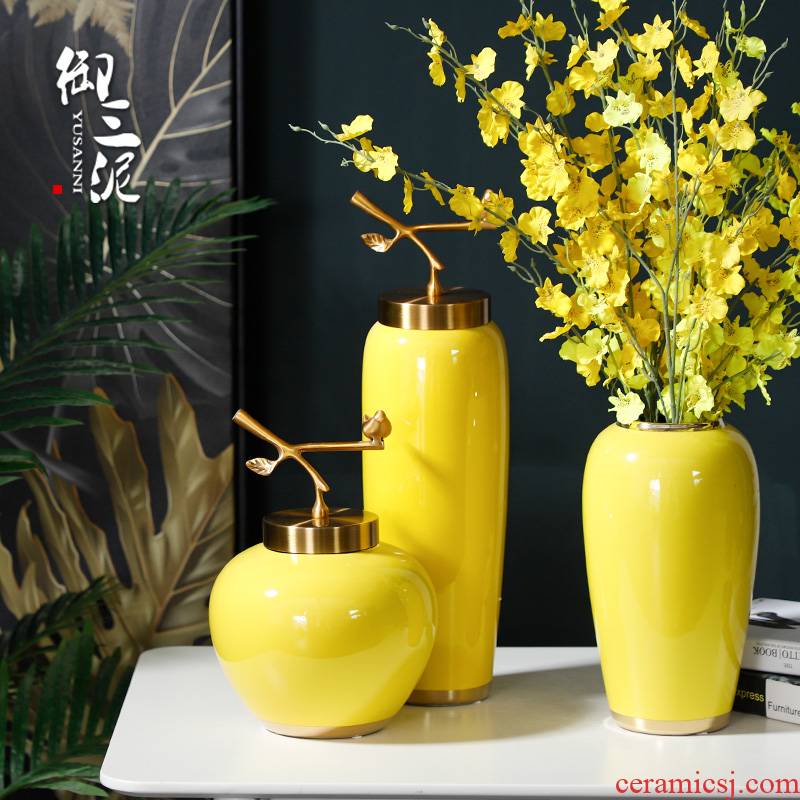 I and contracted the new Chinese style living room table flower arranging furnishing articles ceramic vases household dry flower adornment ou