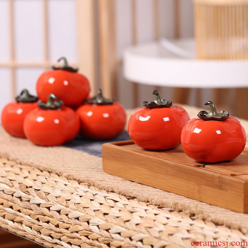 Small persimmon tea as cans ceramic household seal POTS mini portable memory storage POTS creative furnishing articles receive tank