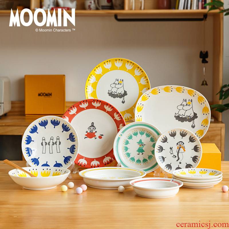 Moomin Moomin cartoon suit northern wind imported ceramic plate plate plate under the glaze color of household food dish