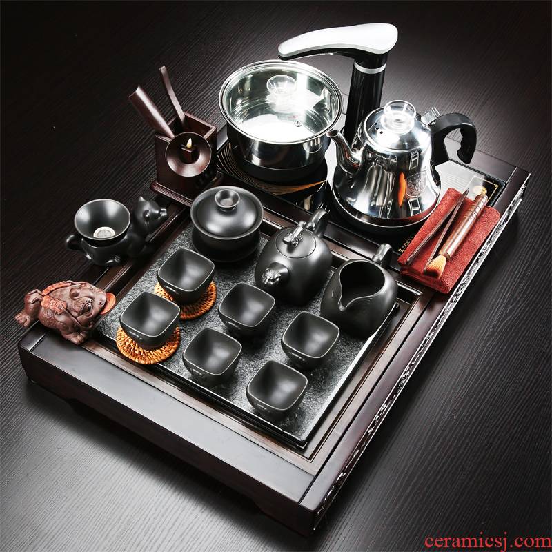 Tea Tea tray was home sitting room of a complete set of violet arenaceous kung fu Tea kettle ebony wood sharply stone Tea tray package
