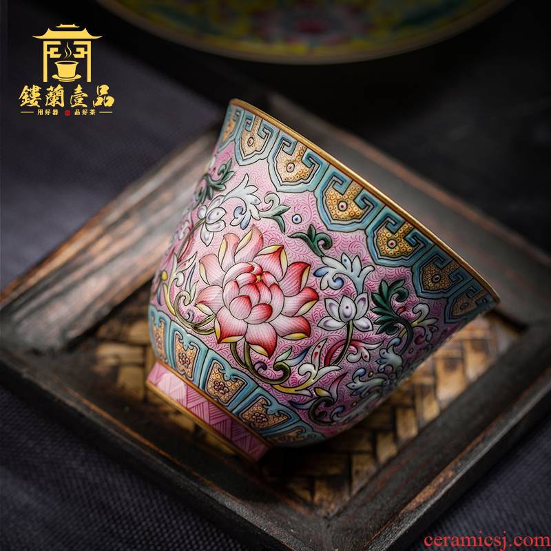 Jingdezhen all checking ceramic kung fu tea powder enamel bound branch bao master single cup tea sample tea cup individual cup