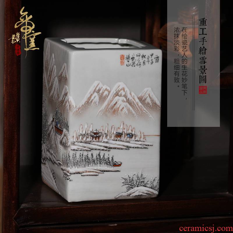 Jingdezhen ceramics snow creative antique gift pen container vases, flower receptacle office decoration decoration