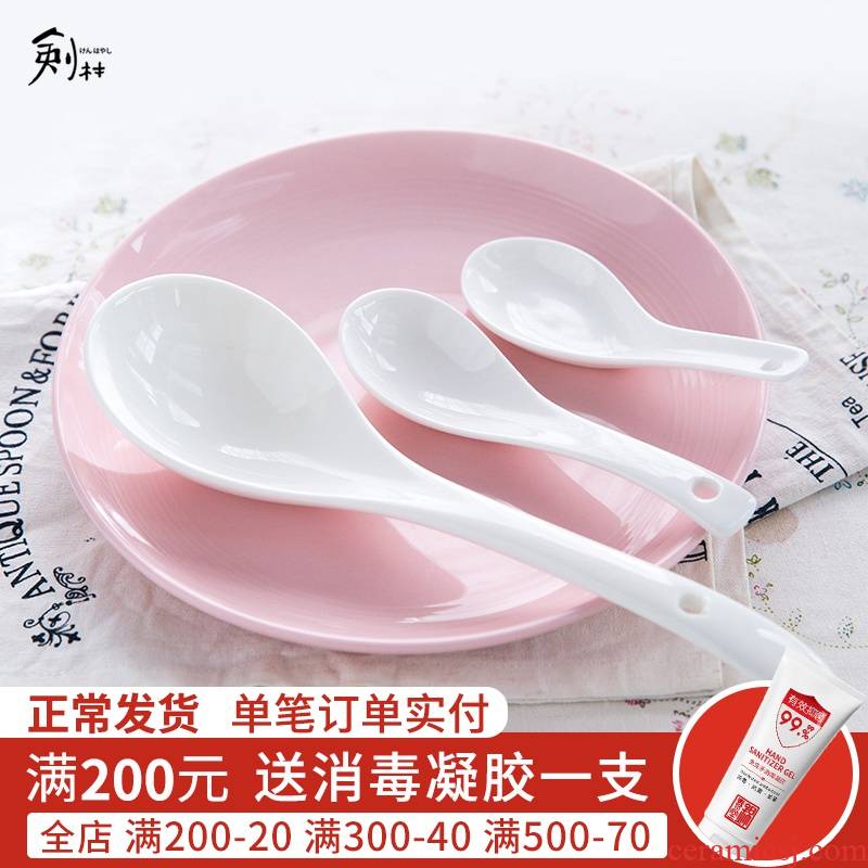 Jian Lin, ceramic white sauce pot spoon, spoon, big spoon run pure color spoon, home to take some food