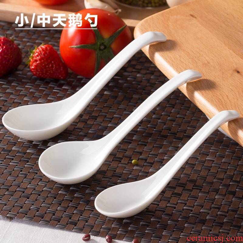 Lovely small spoon, ceramic spoon, pure white ipads China children home long handle ladle spoons spoons condiment small spoon