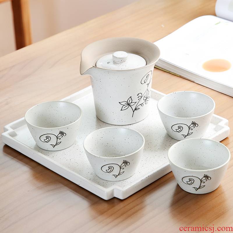 Chinese style restoring ancient ways travel tea set outside the kung fu tea cups porcelain crack cup portable BaoHu tourism group