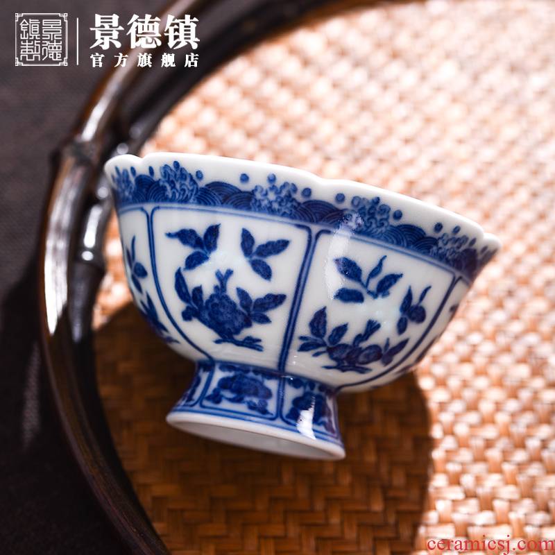 Jingdezhen blue and white porcelain flagship store of hand - made of exquisite individual cups master single cup of tea a cup of tea, tea sets