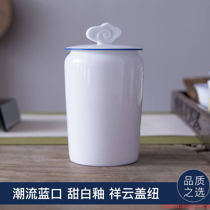 Portable caddy fixings ceramic small store receives deposit sealed as cans white porcelain tea POTS with household travel tea caddy fixings