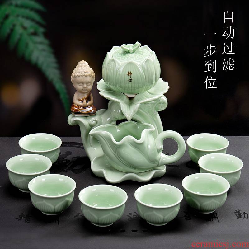 Lazy people ultimately responds tea tea sets tea kungfu household celadon fortunes contracted semi - automatic tea teapot
