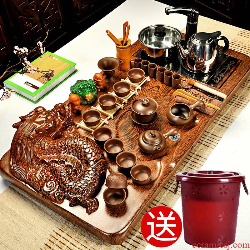 Hui, make tea violet arenaceous kung fu tea ice crack of a complete set of tea service of a complete set of electric magnetic furnace technology tea tray