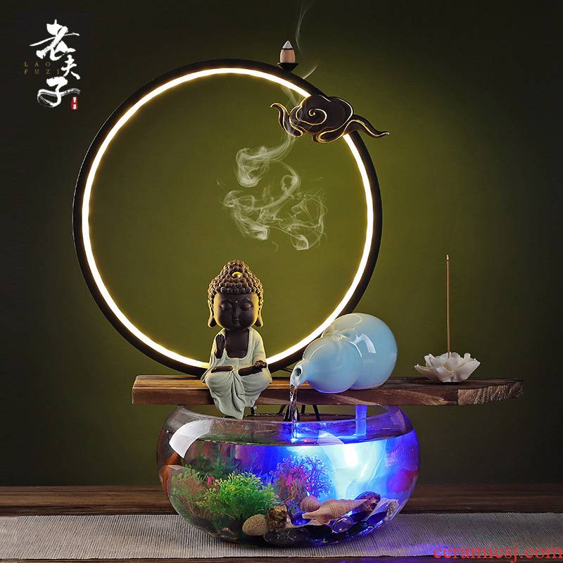 Chinese water device indoor humidifying furnishing articles circulating pump creative ceramic zen living room opening home office