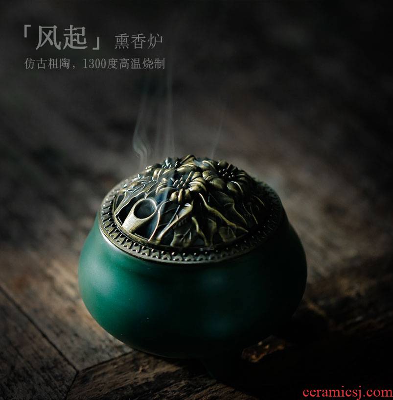 ShangYan censer ceramic antique small sandalwood disk present domestic tea taking the censer incense inserted indoor for Buddha