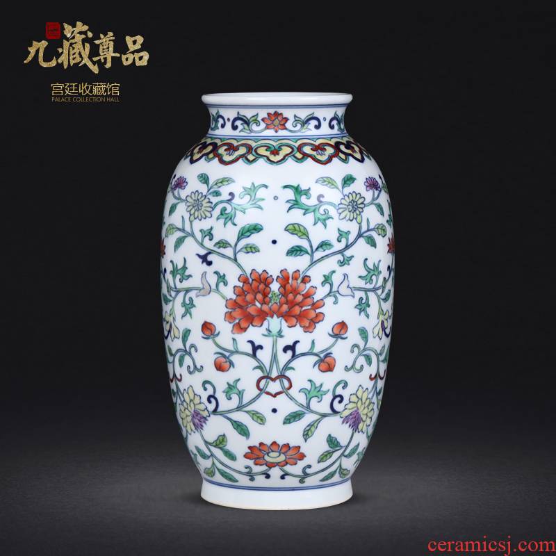 Jingdezhen blue and white hand - made ceramic bucket color flower vase furnishing articles archaize porcelain Jingdezhen pure manual