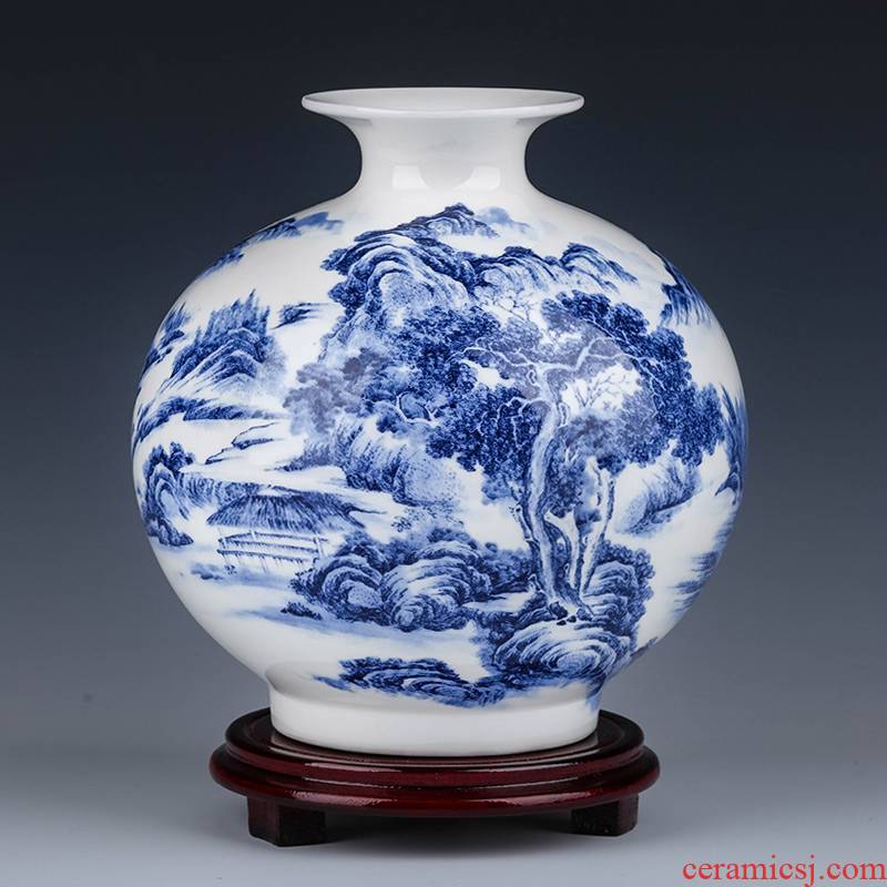 Jingdezhen ceramic blue and white porcelain vases, flower arrangement furnishing articles sitting room home TV ark, study Chinese decorative arts and crafts