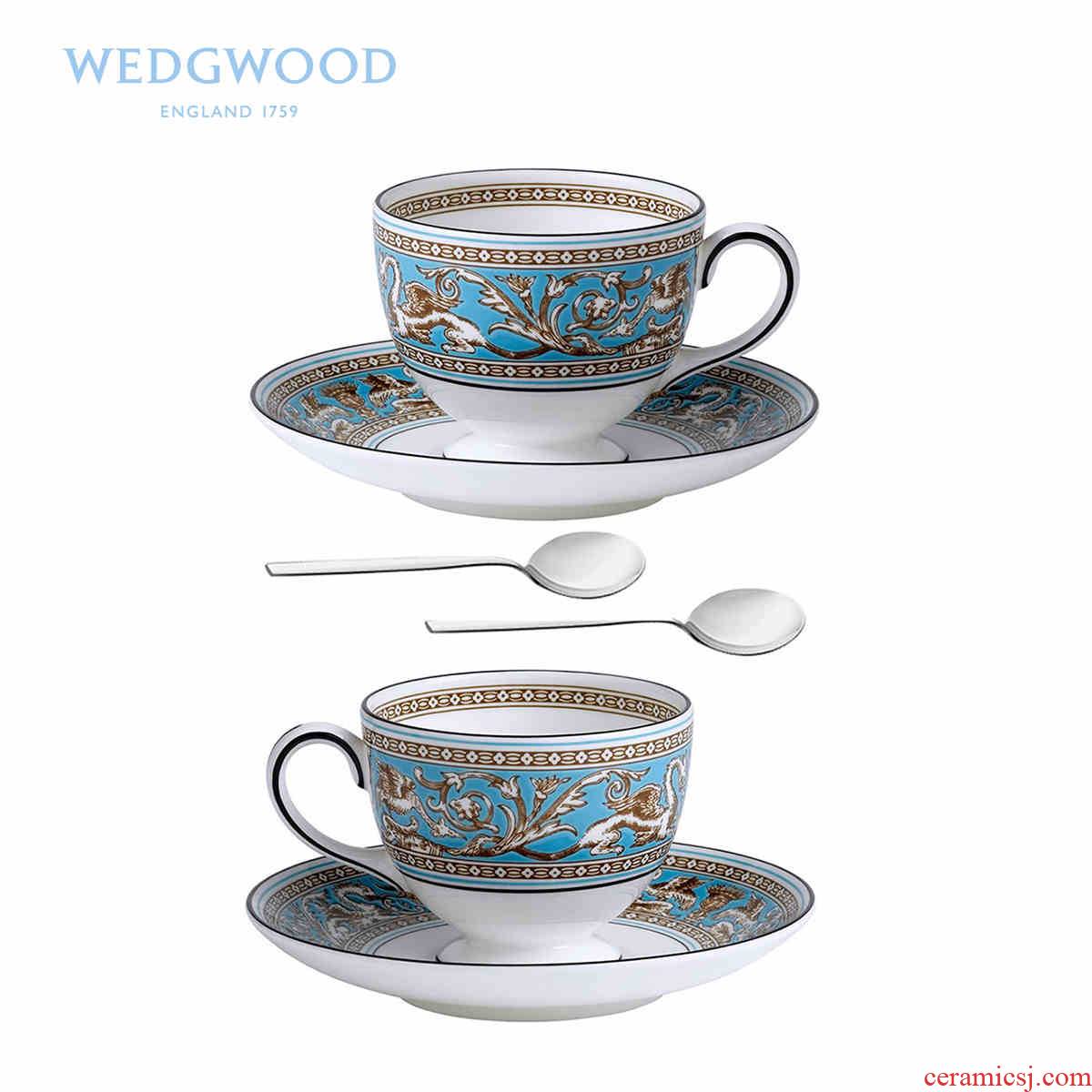 Wedgwood Florentine Florence 2 cups disc 2 teaspoons of ipads China tea/coffee cup birthday