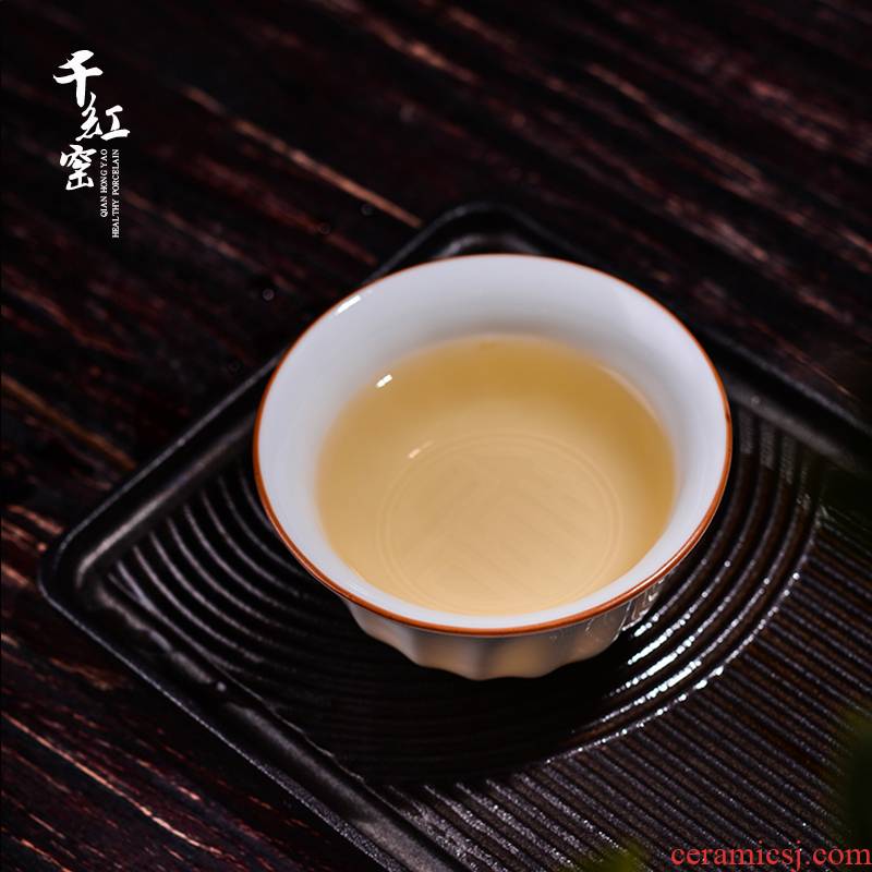 Thousands of red up ceramic cups kung fu master cup single CPU individual sample tea cup small glass bowl with tea them thin body
