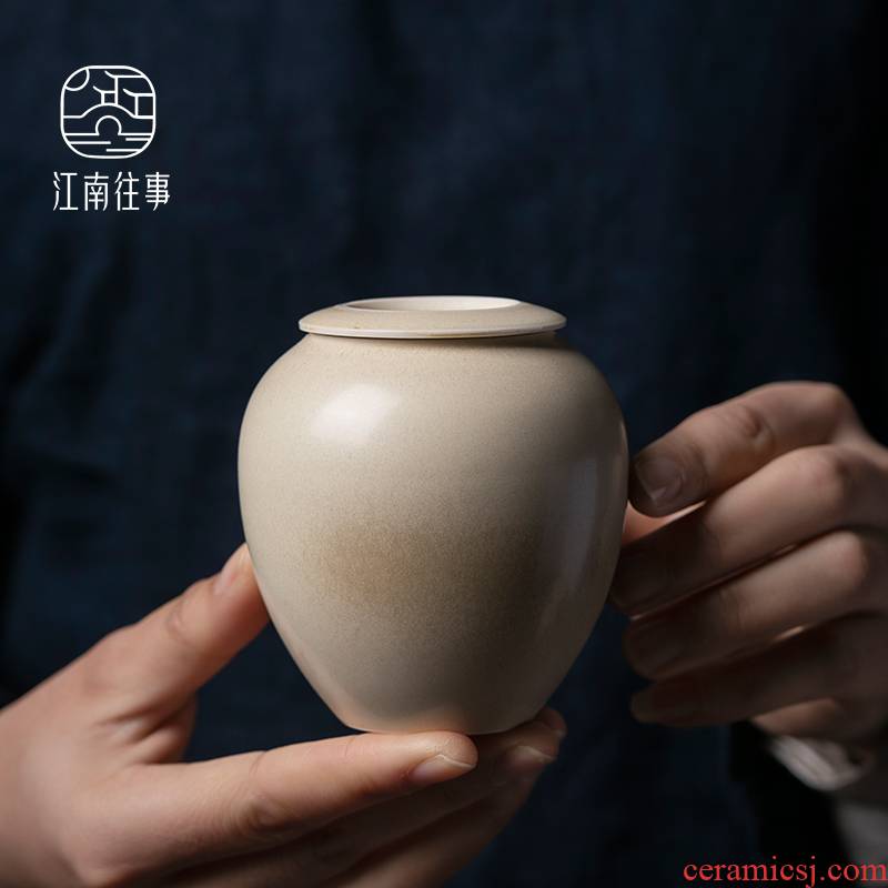 Jiangnan past caddy fixings ceramic pot hand burn of zen tea dust bin kung fu tea POTS sealed storage tank