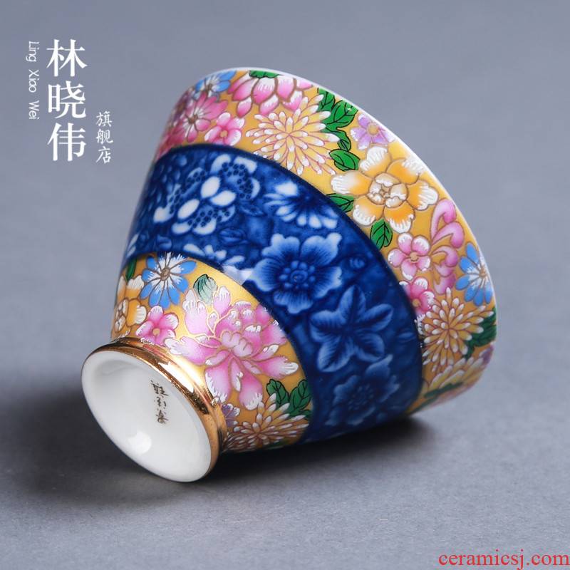 Jingdezhen blue and white porcelain 999 sterling silver cup kung fu tea tasted silver gilding sample tea cup cup master CPU