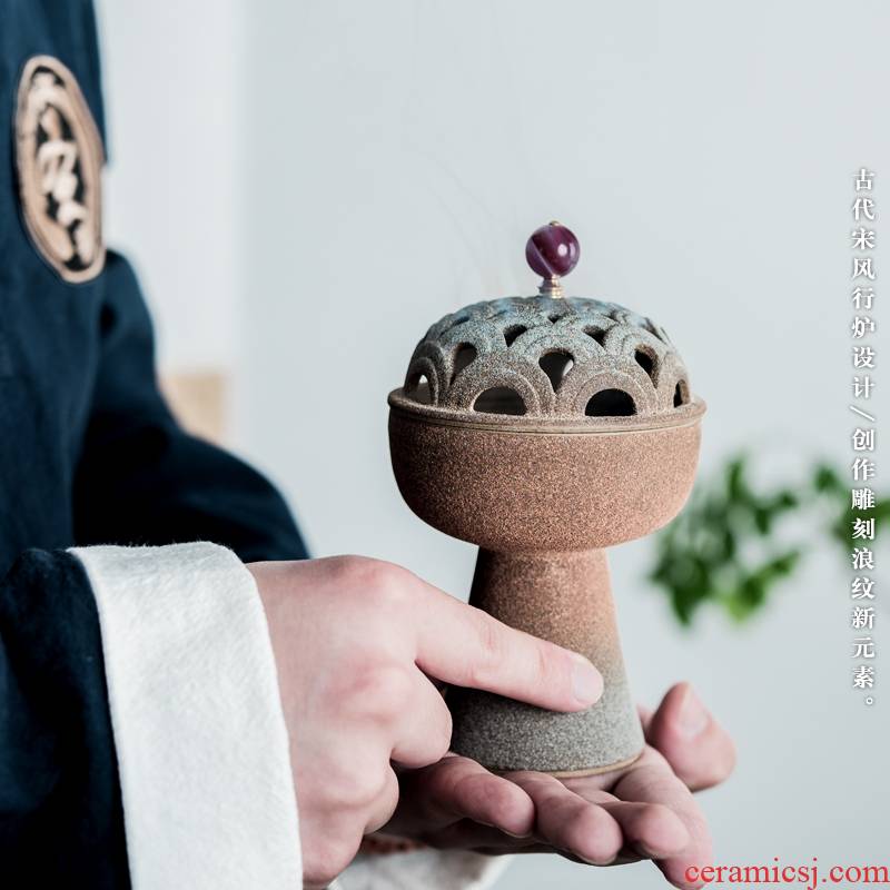 Poly real (ceramic up tea taking scene censer furnishing articles furnishing articles of Chinese style household indoor decorative ceramic tower study xiang xiang furnace
