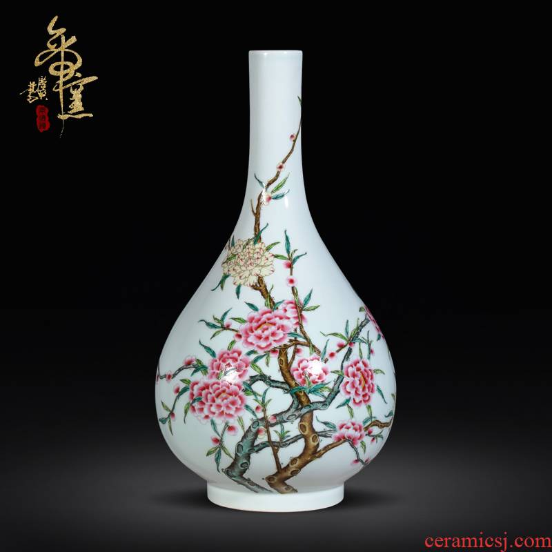 Jingdezhen famille rose porcelain the qing yongzheng Chinese vase ceramic miles peach blossom put sitting room porch decoration crafts
