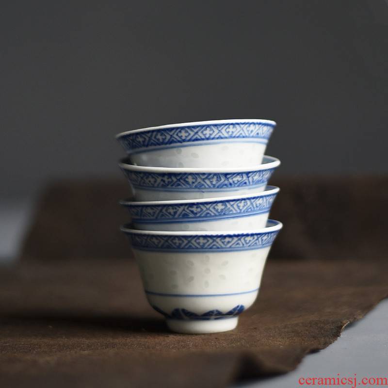 Poly real scene of jingdezhen blue and white and exquisite ceramic cups and old factory cups sniff household sample tea cup masters cup