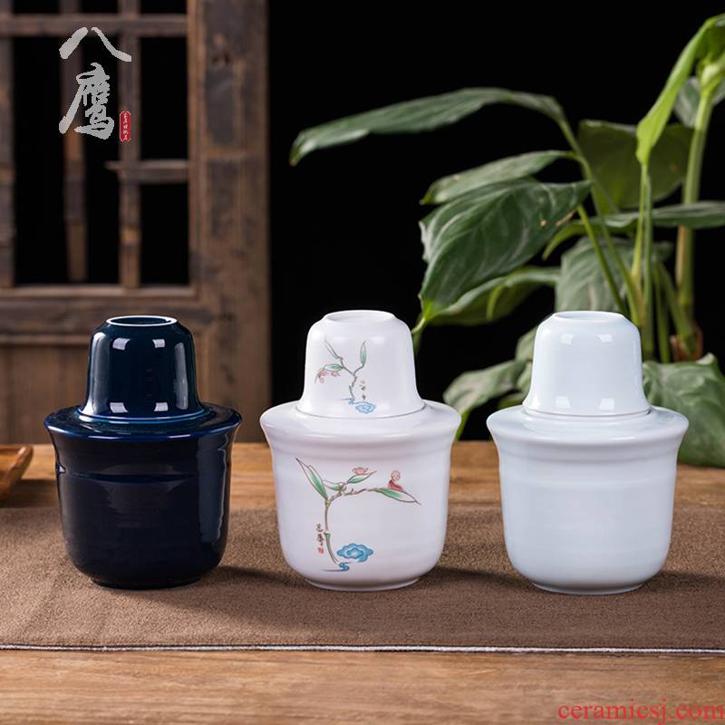 Ceramic wine temperature hot wine pot rice wine wine and Chinese style warm hip flask 3 two a small handleless wine cup of white wine cup home
