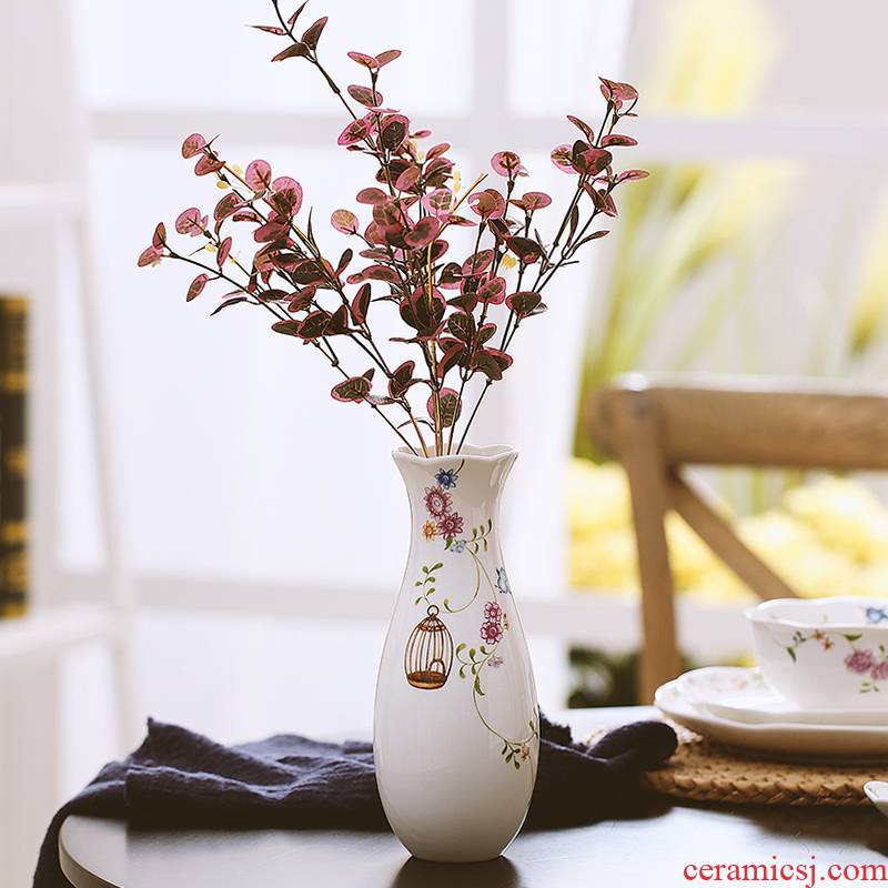 Living room table dry flower vase continental desktop flower arranging floret bottle ceramic simulation flower small and pure and fresh, furnishing articles