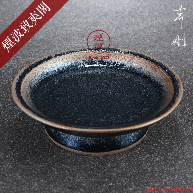 Japanese pottery master expedition just dazzle crystal droplets temmoku glaze tower of dish pot pot bearing snack tray