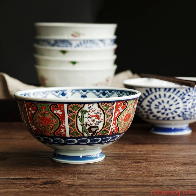 Field'm large ceramic bowl of Japanese eat soup bowl rainbow such as bowl bowl of Japanese imports of household utensils tall foot jobs