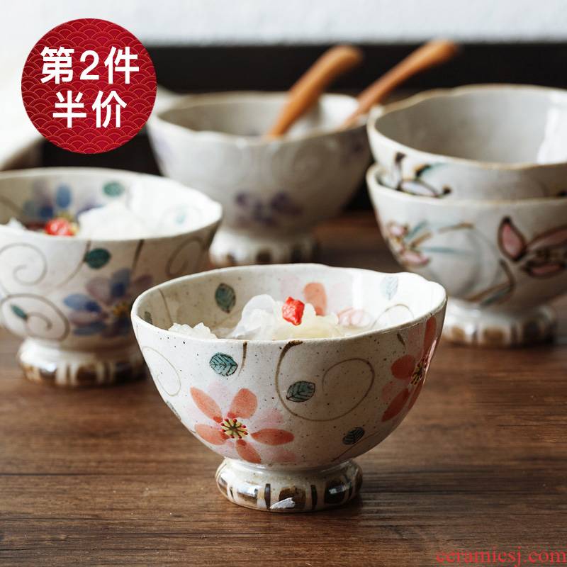 Have imported from Japan field'm dessert bowl porringer small household food bowl bowl Japanese - style tableware ceramic bowl tall bowl