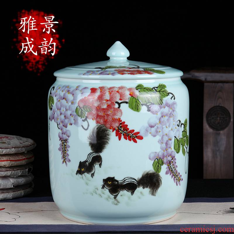 Jingdezhen ceramic hand - made gold rat prosperous wealth of new Chinese style tea as cans of storage tank general porcelain decorative furnishing articles