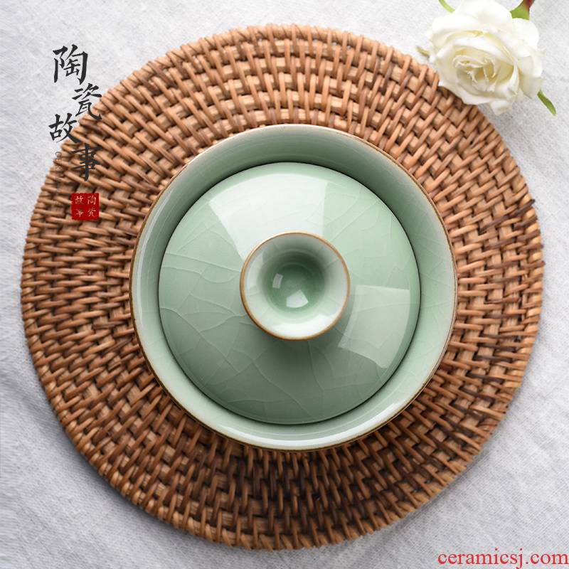 Tureen longquan celadon kung fu tea bowl with a single large ceramic cups only three cups of tea sets of household