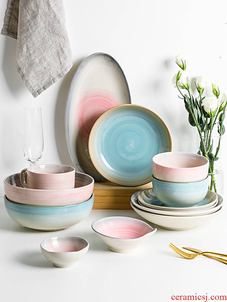 Boss on green screw under glaze color porcelain tableware Japanese 0 jobs the thread home dishes rainbow such use large soup bowl