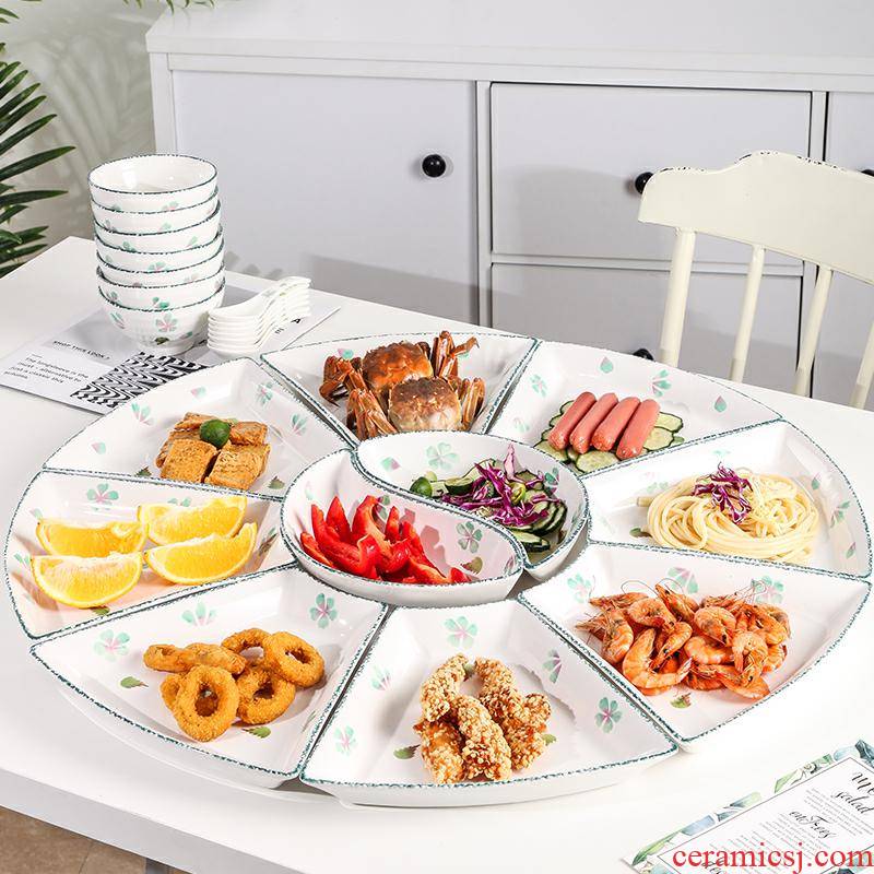 Ceramic platter tableware portfolio creative set of circular plate home New Year reunion seafood family meal round plate