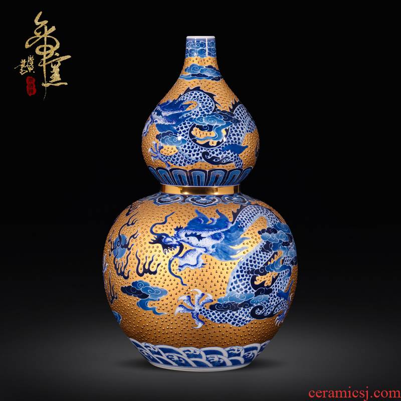 Emperor up jingdezhen ceramics antique hand - made with Jin Longwen gourd sitting room porch is antique Chinese style decoration furnishing articles