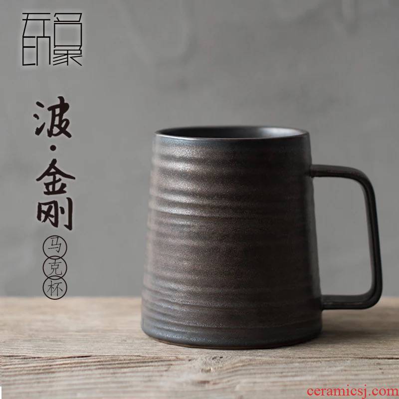 Retro ceramic mugs Japanese contracted creative cup large capacity home office with cover glass cup