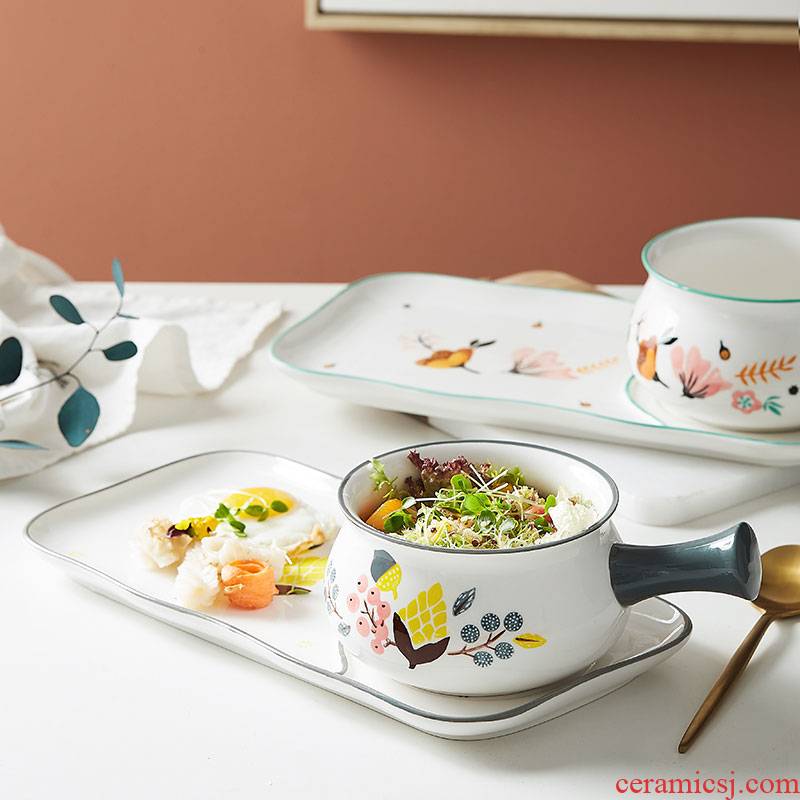 One creative ceramic tableware suit northern children eat breakfast dish plate character dishes home breakfast tray